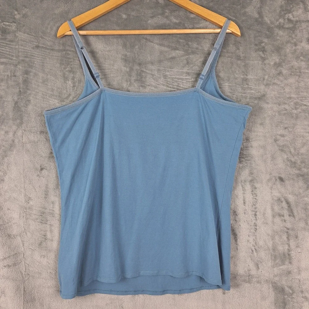 Pact Top 2XL Blue Cami Tank Organic Fitted Sustainable Shelf Bra Casual‎ Stretch - Picture 7 of 8